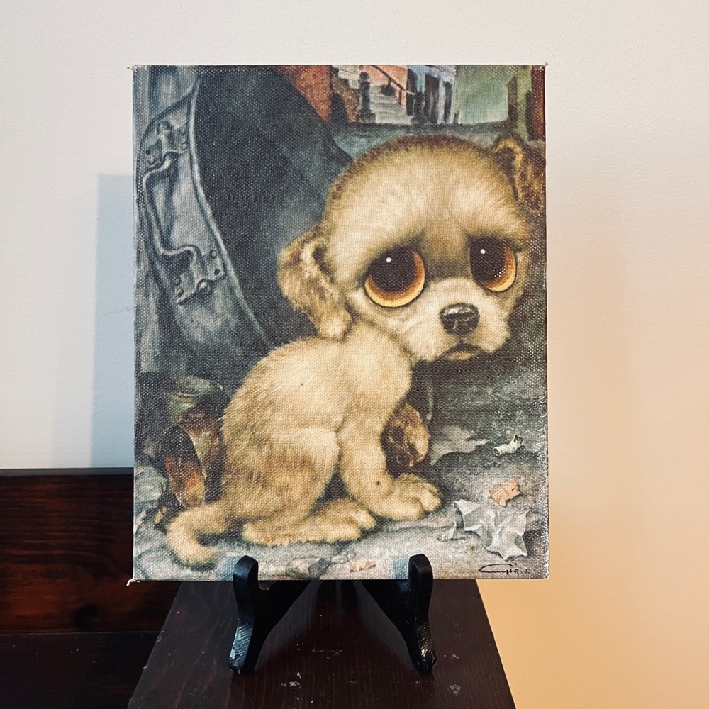 1960’s Gig Big Eye Sad Dog Lithograph - Picture 2 of 6